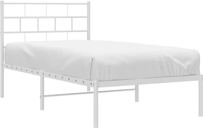 Metalen bedframe - Stalen ledikant - Slaapkamer inrichten - Met hoofdeinde - 80x200 cm - Wit