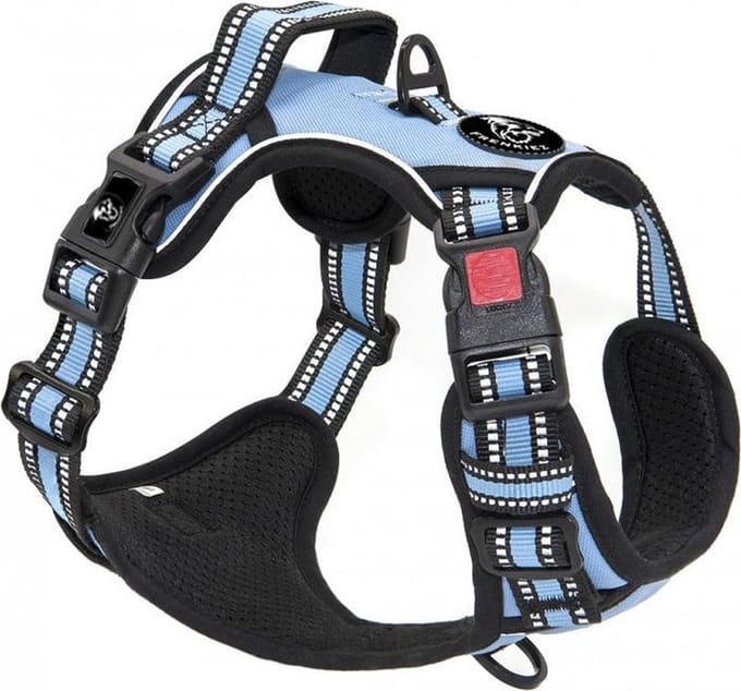 Frenkiez reflective no pull comfort dog harness, lightblue, Large