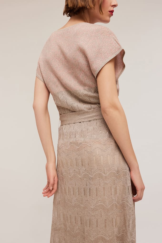 Motivi Long Patterned Lurex Knit Cardigan Pink Taglia: S | Gilet Outlet | Donna | Rosa