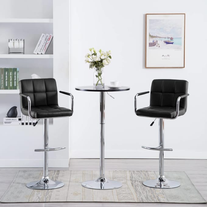 vidaXL - Barstoelen - 2 - st - kunstleer - zwart