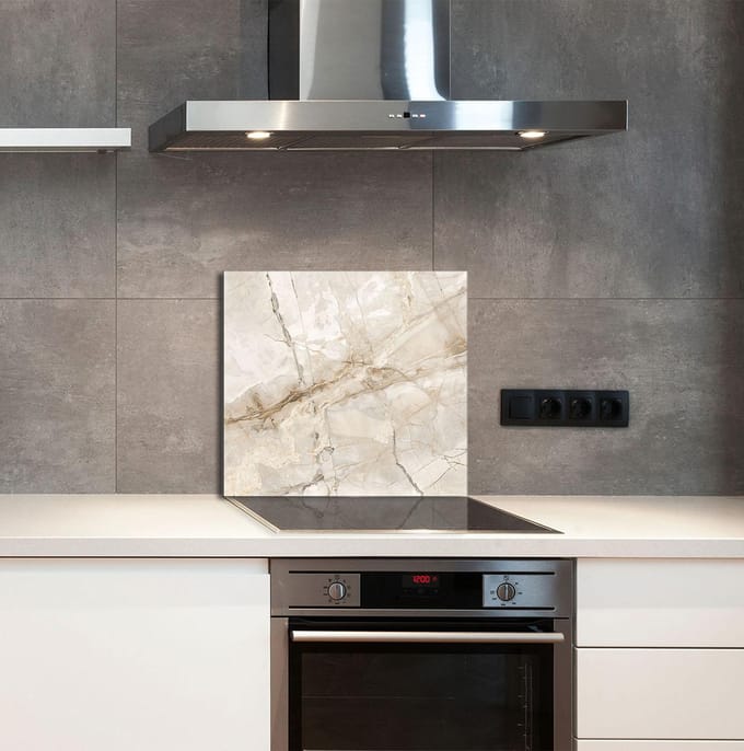 TMK ArtDeko - Glasplaat voor Keuken - 65x60 cm - Marmer - Veilig & Multifunctioneel