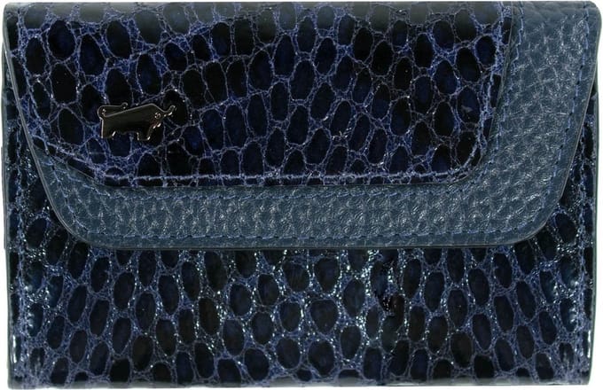 Braun Büffel Leren Sleutelgeval Luise Mini Key Case Wallet Navy Blauw