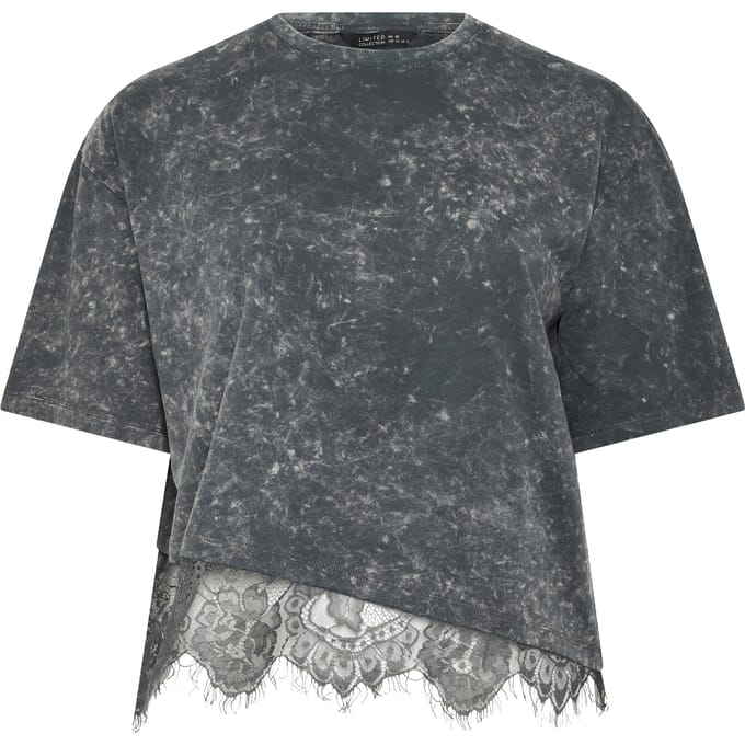 Limited Collection Grijs Tshirt Van Kant Met Acid Wash Size 40