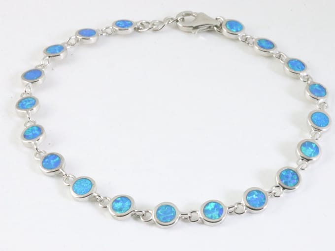 Hoogglans zilveren armband met Australische opaal