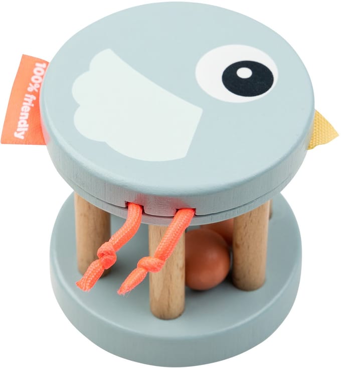 Done By Deer Birdee Houten Rammelaar Roller - Blue