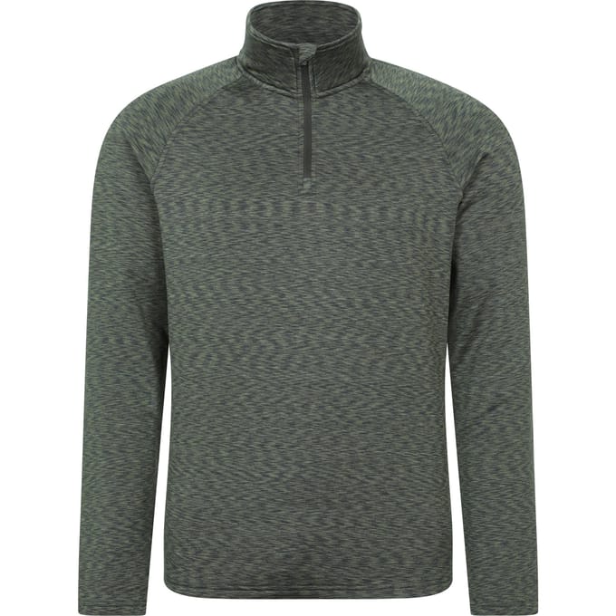 Mountain Warehouse Heren Power Quarter Zip Midlayer (Khaki Groen)
