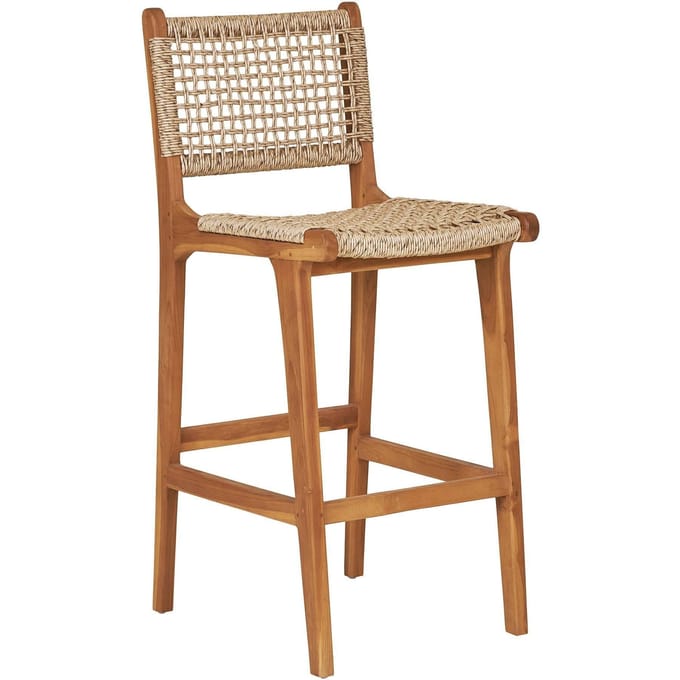 House Nordic Barstoel Derby - Naturel - Teakhout/Rotan