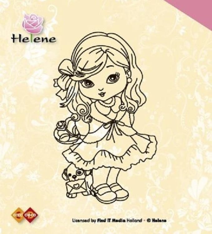 Card Deco - Clearstamp - Helene - Met haarstrik - ST10015