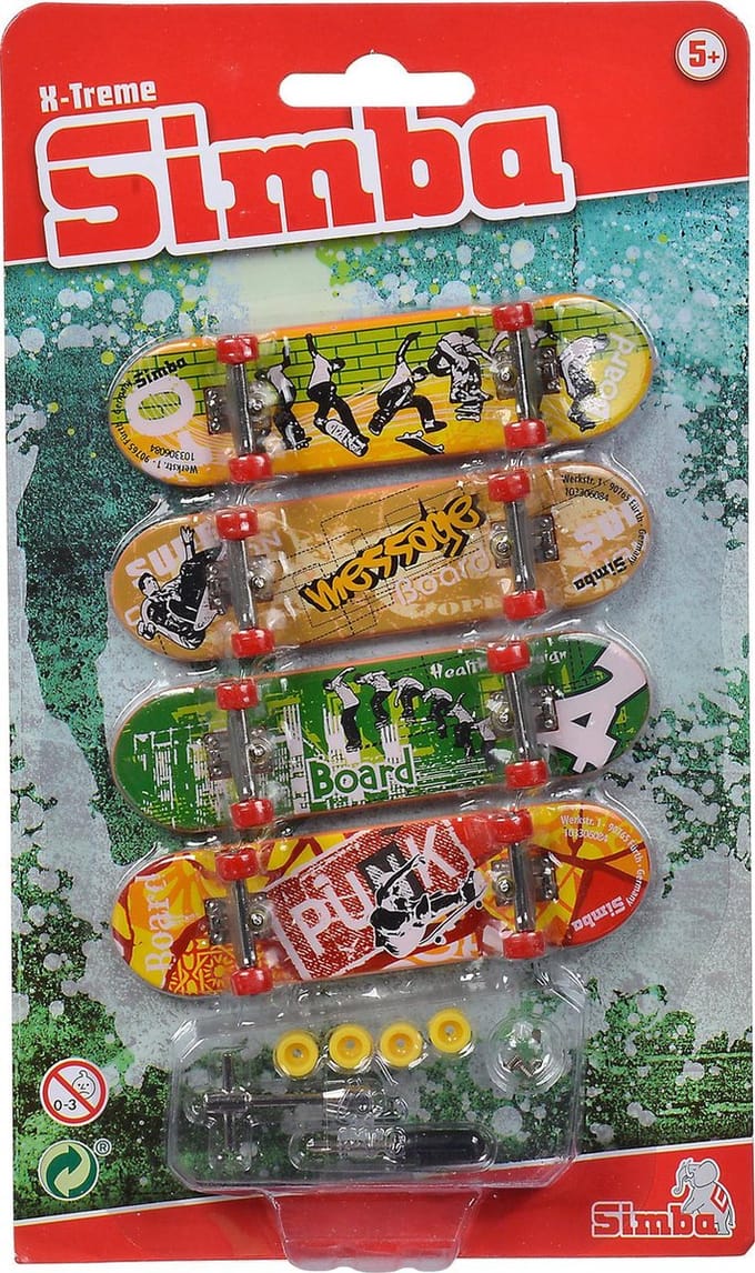 Simba Vinger Skateboard - 4 stuks set - 8 cm - Vanaf 5 jaar - Speelfiguren
