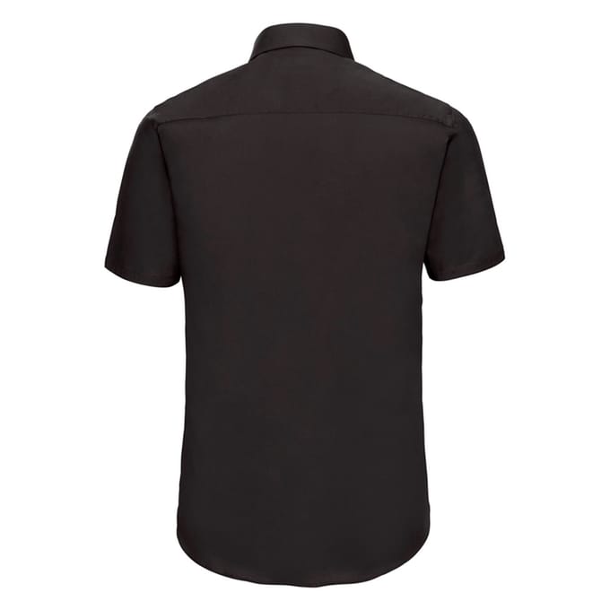 Russell Collection Heren Stretch Overhemd Met Korte Mouwen (Zwart)