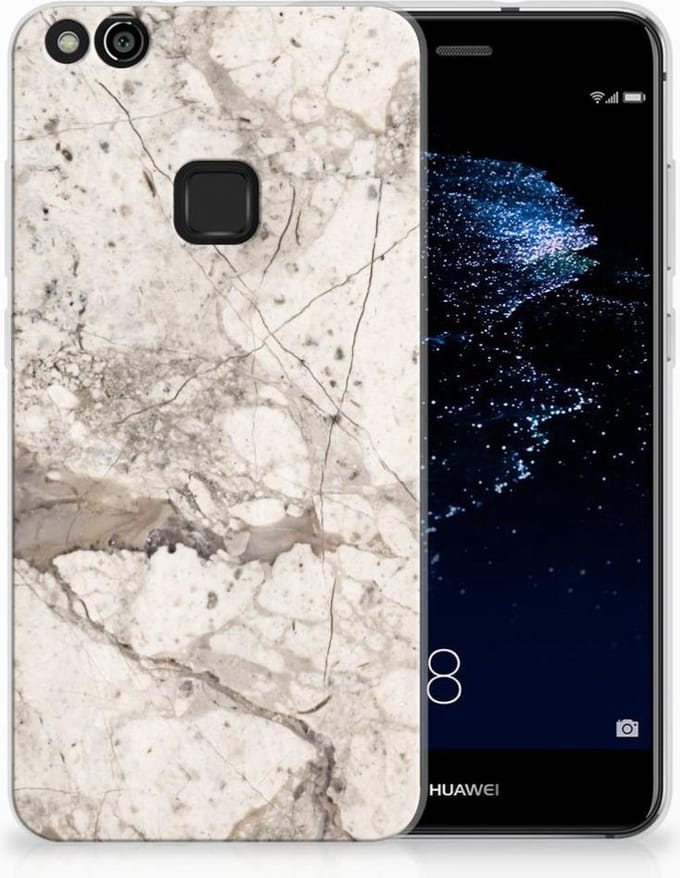 Huawei P10 Lite TPU Siliconen Hoesje Marmer Beige
