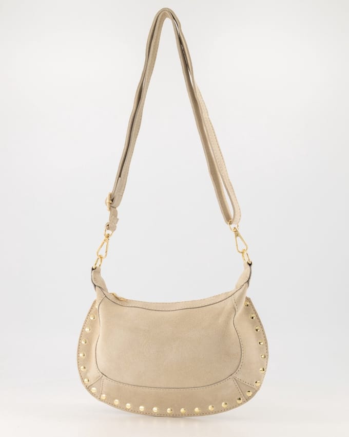 Tas- zandkleur/beige - klein tasje -met studs- verstelbaar hengel -nieuw