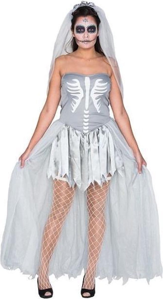 Witbaard Verkleedjurk Zombie Bruid Polyester Grijs/wit Onesize