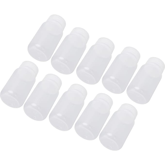 10 Pcs Flacon de Réactif Plastique Large Bouche Laboratoire Échantillon Liquide Joint Récipient de Stockage avec Couvercle à Vis white