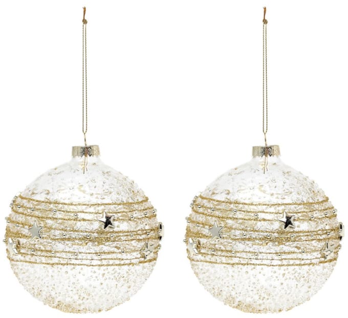 Kerstballen 10 cm (2 uds) Kristal Gouden