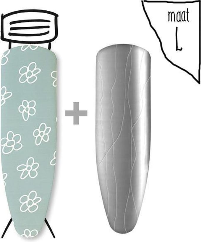 Leuke Strijkhoezen | Strijkhoes met een Stoom Molton - bloemen groen - maat L - complete set