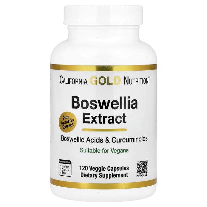 Complexe Curcumine de Curcuma avec Extrait de Boswellia, Extrait de Curcuma, Poudre de Curcuma, 120 Capsules Végétales