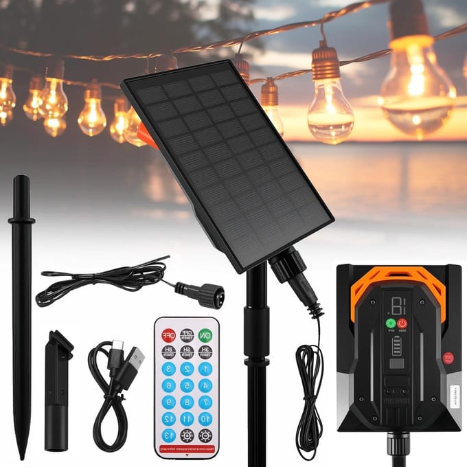 Zonne-energie String Lights Controller met Afstandsbediening, Waterdicht en Verstelbare Helderheid voor Buitensfeerverlichting en Tuindecoratie