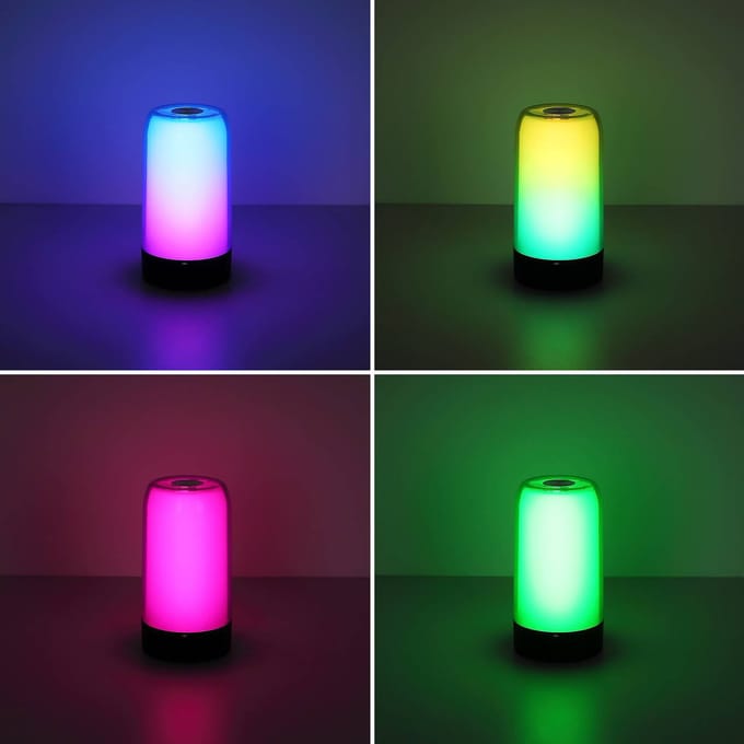 Globo Sandrina LED tafellamp, grijs, Ø 10 cm Bluetooth, RGB