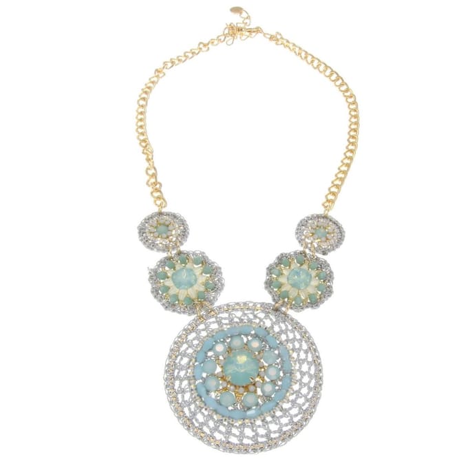 Behave - Korte ketting - Gehaakte cirkels met steentjes - 48 cm