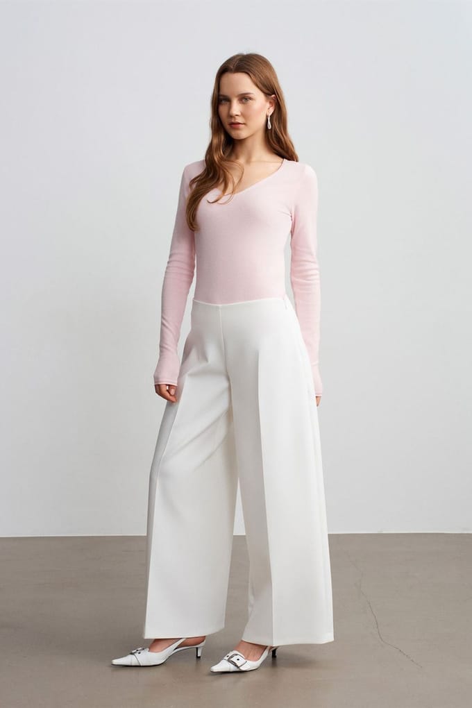 Hoge Taille Wijde Pantalon van Kreppmateriaal
