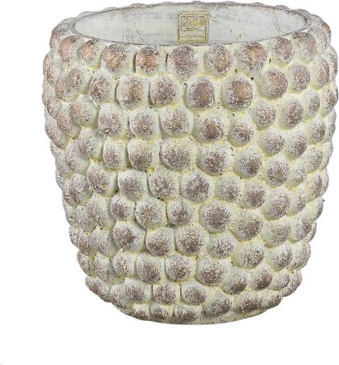 PTMD Bloempot Ruis - 30x30x30 cm - Cement - Creme