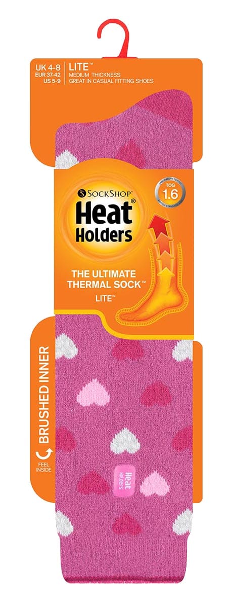Heat Holders Lite - Lange thermo sokken voor dames - Roze Hart