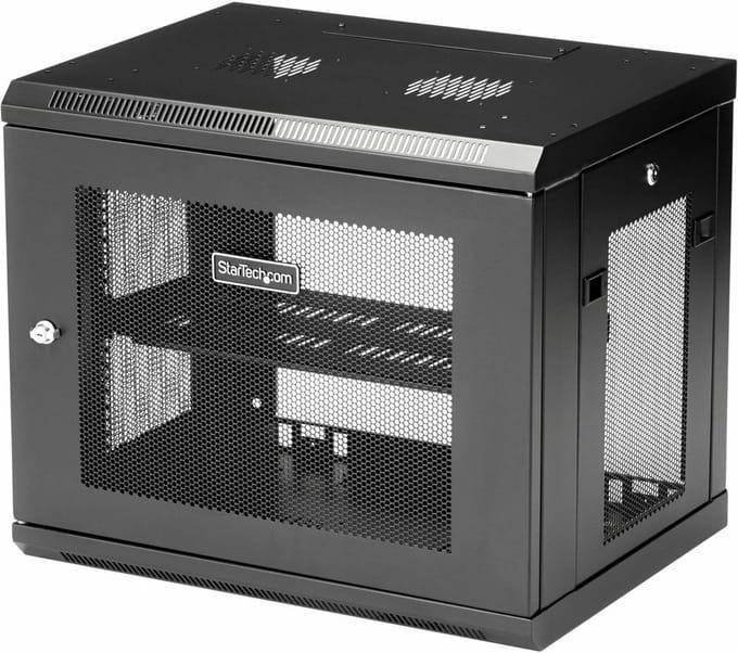 Wandgemonteerde 9U Netwerkkast met 1U Plank - Lockable Server Cabinet voor Data/AV/Electronica