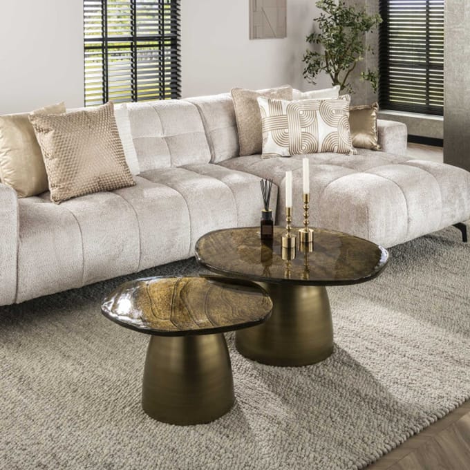 Hoyz Collection - Salontafel Eclipse Set-2 - Goud Antiek Finish