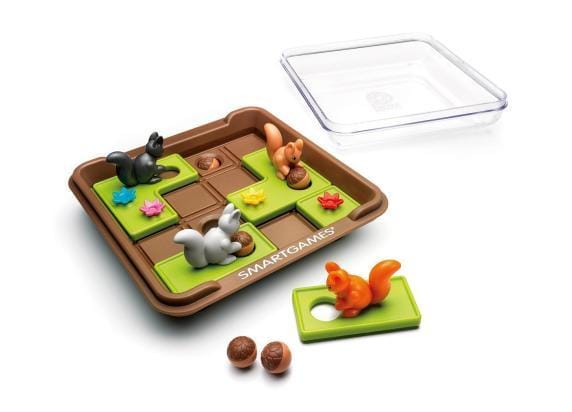 SmartGames Squirrels Go Nuts! - Compacte Schuifpuzzel Denkspel - 60 Educatieve Eekhoorn Uitdagingen - Reisspel & Solospel - Vanaf 6 Jaar