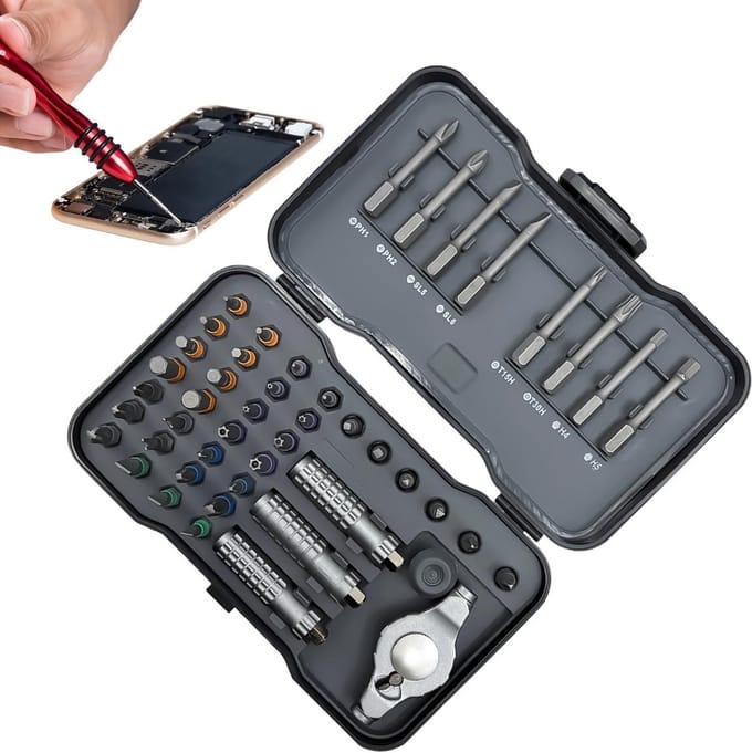 Ratelschroevendraaier Set - Multitool Precisie - Reparaties Thuis - 47 Delig Magnetisch - Compact Formaat - Veelkleurig