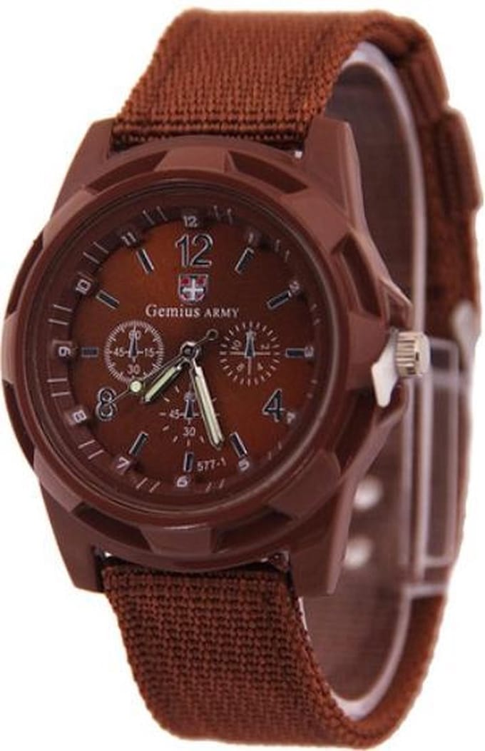 Fako® - Horloge - Army - Bruin
