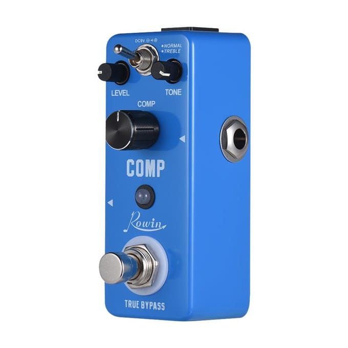 Rowin COMP compresseur compresser pédale d'effet de guitare coque en alliage d'aluminium véritable contournement blue