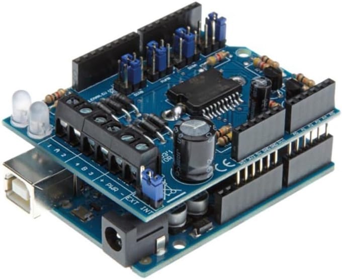Motor Power Shield - Arduino Uitbreiding - Educatieve Projecten - Stapelbaar Ontwerp - 2 Kanalen - Blauw