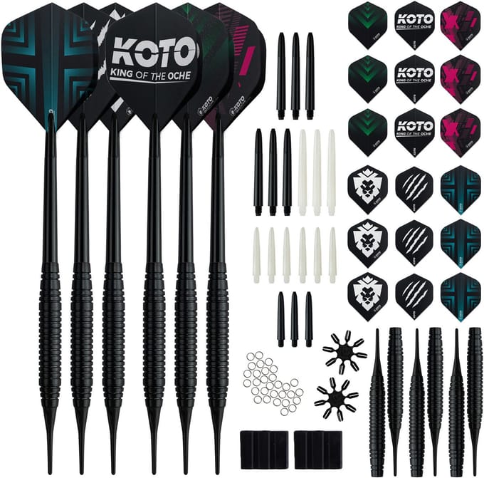 KOTO - Accessory Kit Soft Tip Black 90 Pieces Black Brass Darts - Elektronische Doel & Soft Tip Darts