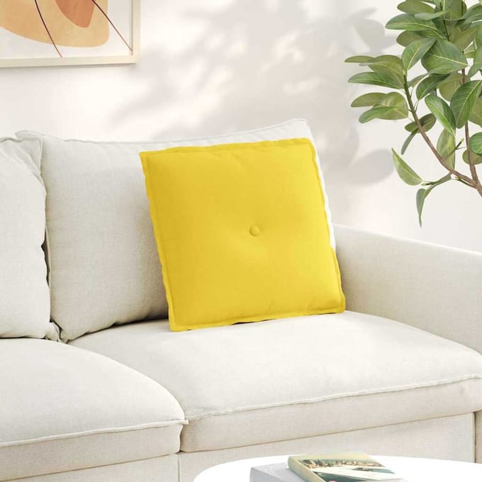 vidaXL - Rugkussen - Licht - Geel - 50 - x - 19 - x - 45 - cm - Stof