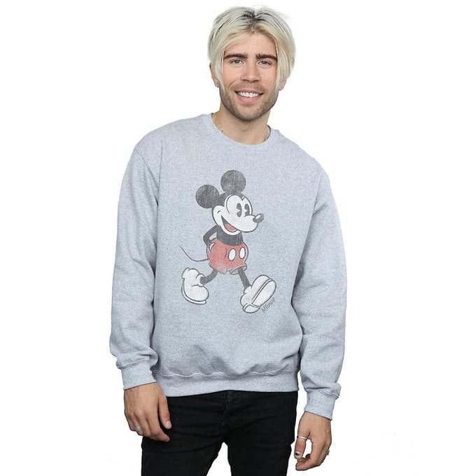 Disney Heren Wandelend Mickey Mouse Sweatshirt (Sportgrijs)