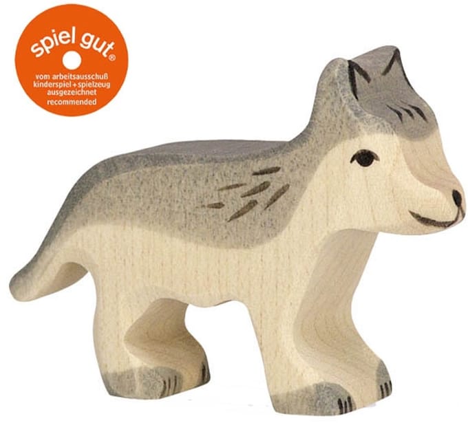 HOLZTIGER Bosdieren - Wolf Klein - 7X2X5Cm - Houten Figuur - Handgemaakt