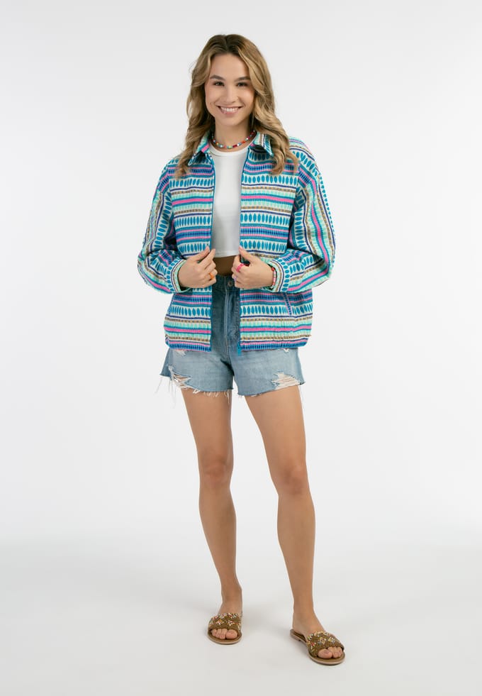 IZIA Oversized bomberjack Dames Veelkleurig blauw