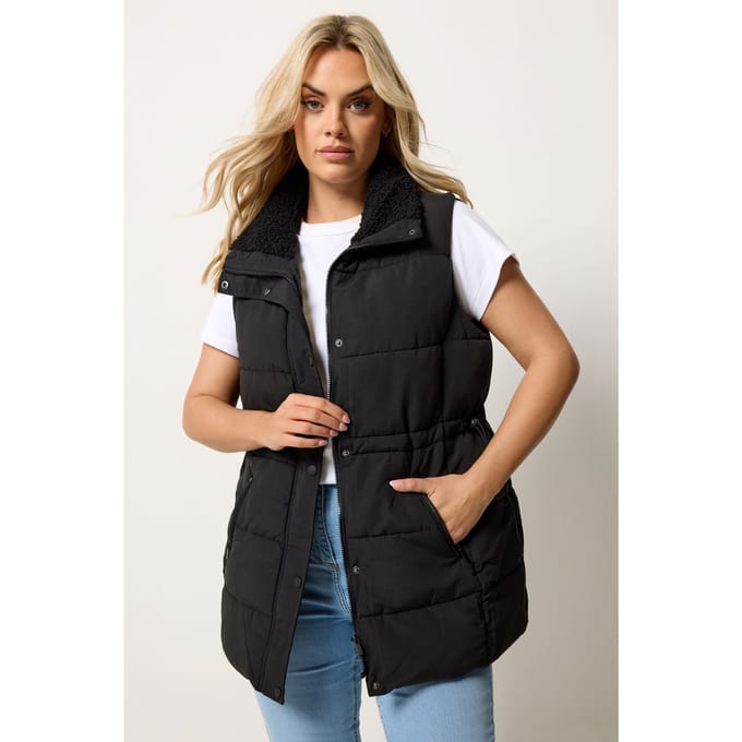Yours Zwart Gewatteerd Gilet Size 42