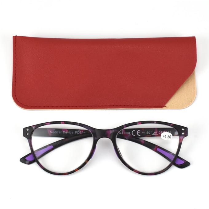Lilly&June trendy lichtgewicht leesbril Gemeleerd havanna Cerise lila