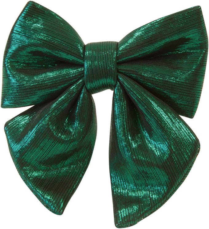 HOBI - Donkergroene metallic stoffen strik 15 cm voor kerstdecoratie