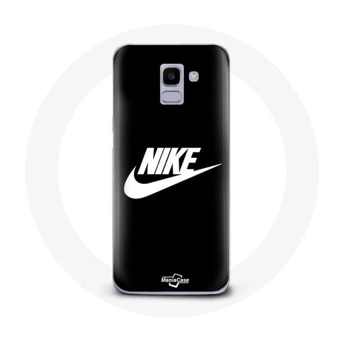 Coque pour Samsung Galaxy A8 2018 Nike Logo blanc fond Noir