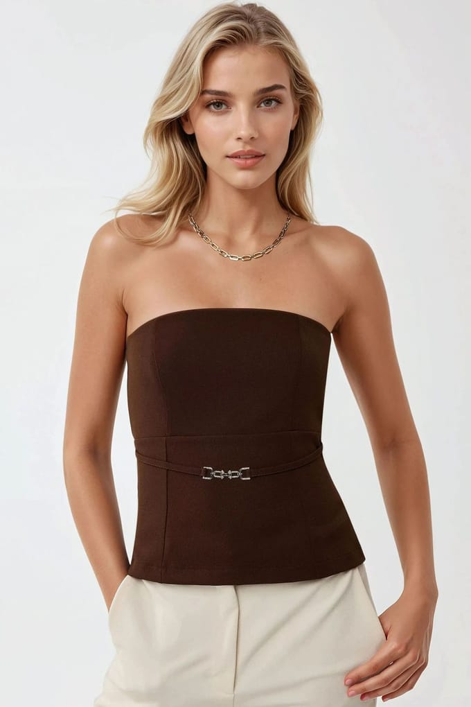 Strapless Fitted Top met Riem Accessoire