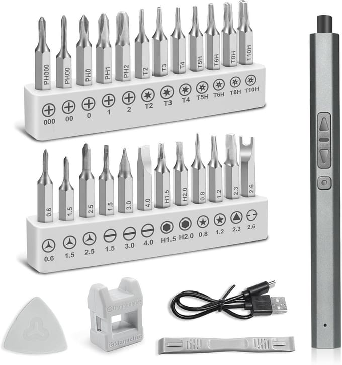 30-in-1 mini draadloze elektrische precisieschroevendraaier met LED verlichting