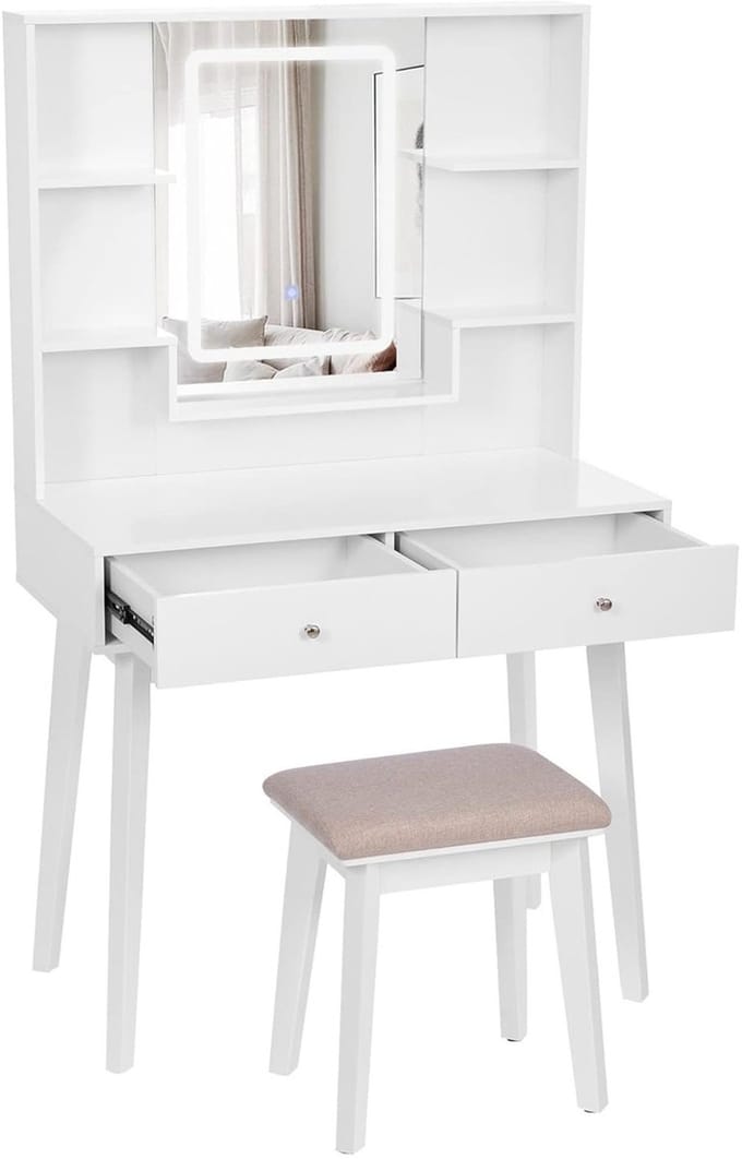 VELTRR® Make Up Tafel met Spiegel - Kaptafel - Voor Vrouwen & Meisjes