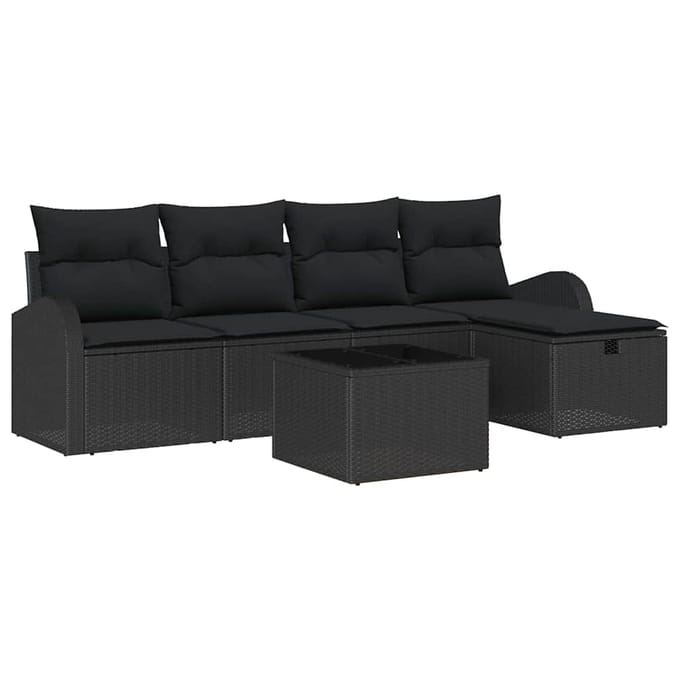 vidaXL - Bankstel - 6 - st - Zwart - poly - rattan