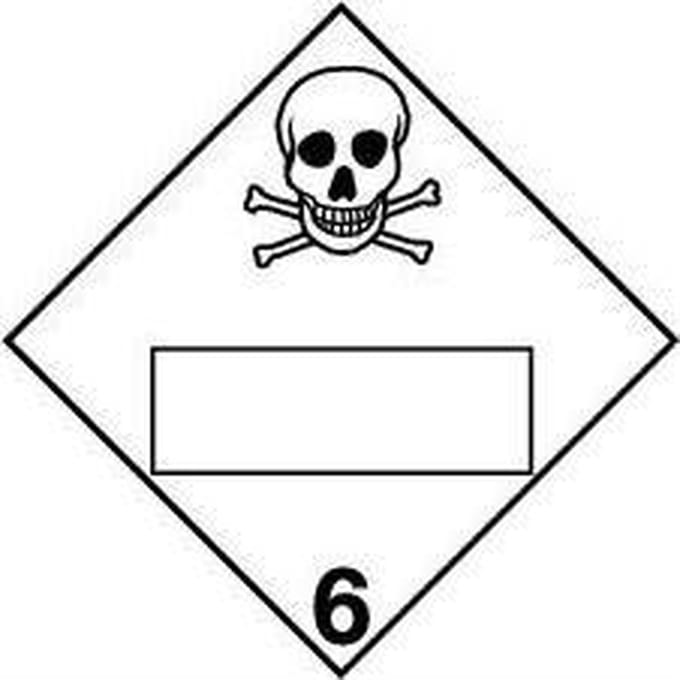 Beschrijfbare ADR klasse 6.1 sticker giftig 300 x 300 mm