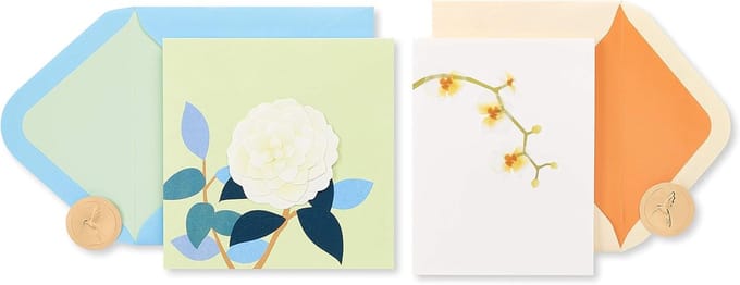 Set Elegante Blanco Kaarten met Enveloppen met Rose en Orchidee Ontwerp