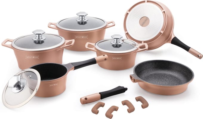 Royalty Line RL-ES1014M; Cookware set with marble coating 14 pcs
